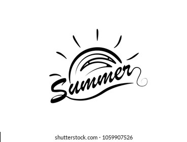 Vector illustration: Brush lettering composition of Summer Vacation isolated on white background.