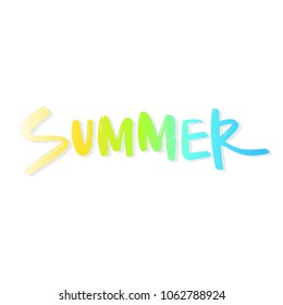 Vector illustration: Brush lettering composition of Summer time isolated on white background. Beautiful lettering for postcards, banners, posters and other. Inscription for the holiday