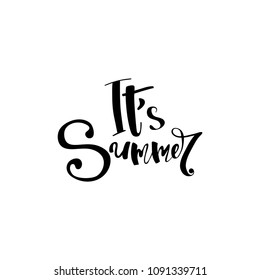 Vector illustration Brush lettering composition of Summer Vacation isolated on white background.