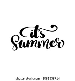 Vector illustration Brush lettering composition of Summer Vacation isolated on white background.