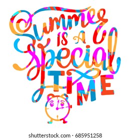 Vector illustration Brush lettering composition of Summer quotes on white background. Summer lettering for cards, posters, prints and more