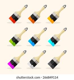 Vector illustration brush rainbow set isolated on white background