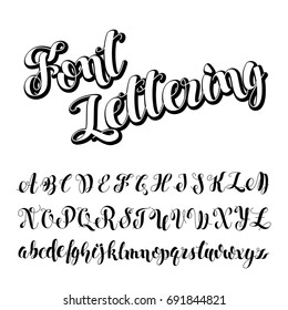 Vector illustration Brush Script. Handwritten Calligraphy Symbols. Black and white lettering. Painted English Alphabet Education. ABC Letters Modern Brushed. Light Background.