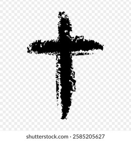 Vector illustration of brush stroke Christian Cross on transparent background