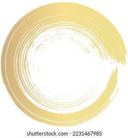 Vector illustration of a brush stroke of a golden circle.