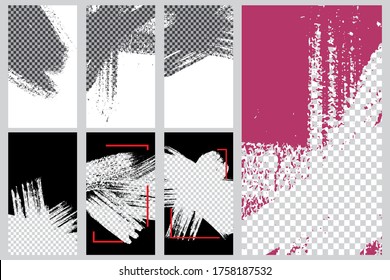 Vector illustration. Brush stroke. Grunge overlay. Design for social media stories, voucher, flyer
