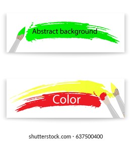 Vector illustration with a brush and brush strokes. Abstract background for design of postcard, banner, poster and other. Isolated.