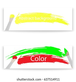Vector illustration with a brush and brush strokes. Abstract background for design of postcard, banner, poster and other. Isolated.