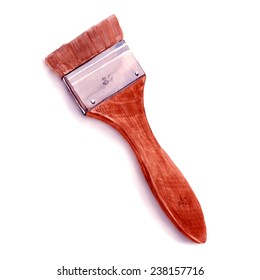Vector illustration of a brush in watercolor style. Concept of renovation, innovation, home painting, art supplies sale, home improvement and decoration,