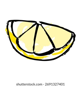 Ilustración vectorial de un limón amarillo cortado con pinceladas.