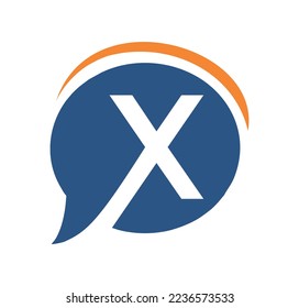 A vector illustration of Bubble Chat Monogram Initial Letter X Icon in isolated white background