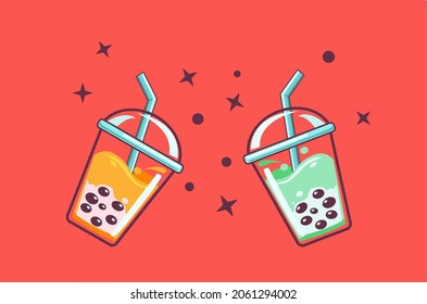 Vector illustration of bubble drink milkshake boba