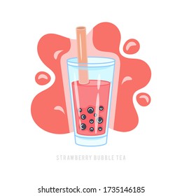 Vector illustration of bubble tea. An exotic drink with tapioca.