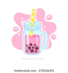 Vector illustration of bubble tea. An exotic drink with tapioca.
