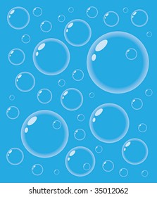 Vector illustration of bubbles on blue background.