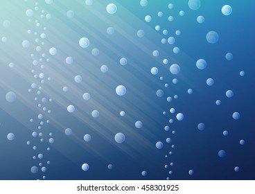 Vector illustration. The bubbles in the water in the sun rays.