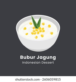 Vector illustration of Bubur jagung manis, or sweet corn porridge Indonesian dessert