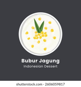 Vector illustration of Bubur jagung manis, or sweet corn porridge Indonesian dessert