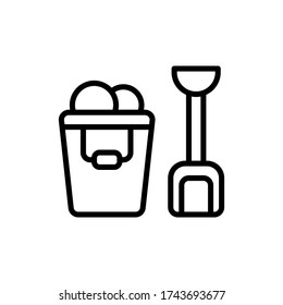 Vector illustration of bucket beach icon or logo use black color and line design style