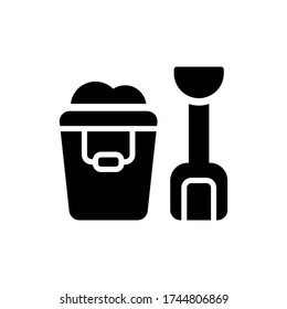 Vector illustration of bucket beach icon or logo use black color and glyph design style