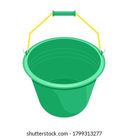 Vector illustration of bucket, cartoon, isolated on white background