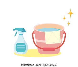 Ilustración vectorial del cubo. Herramienta de limpieza.