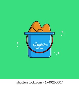 ilustración vectorial de un cubo que contiene arena que es buena para banner, afiche, pegatina