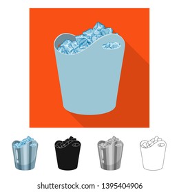 Vector illustration of bucket and ice logo. Set of bucket and crystal vector icon for stock.