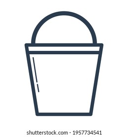 Vector illustration of a bucket icon with outline style. Good for graphic assets in web design, UI, banners, drawing books, and brochures. simple design.