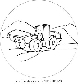 Vector illustration of bucket loader logo doodle style