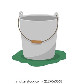 Vector illustration of bucket. Сartoon style isolated on white background. Illustration in flat style of gardening tool.