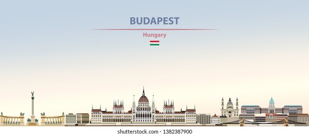 Vektorgrafik der Budapester Skyline auf buntem Farbverlauf-schönem Hintergrund