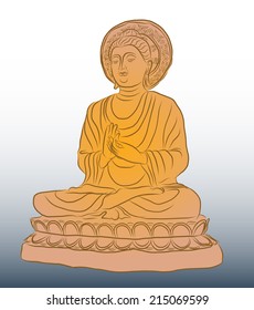 Vector illustration of Buddha drawing sketch style