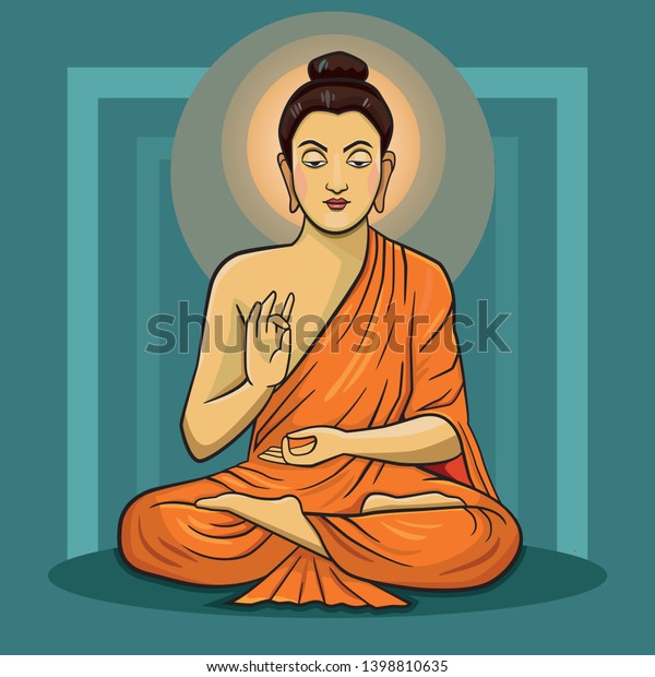 Vector Illustration Buddha Praying Lotus Pose Stock Vector (Royalty ...