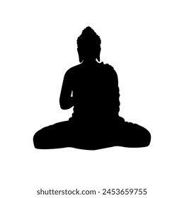 Vector Illustration Of Buddha Silhouette Isolated Background.