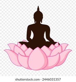 Ilustración vectorial de Buda sentado en un loto con fondo transparente