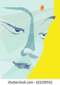 vector illustration of a Buddha statue's face