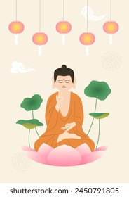 Vector illustration of Buddha's Birthday.