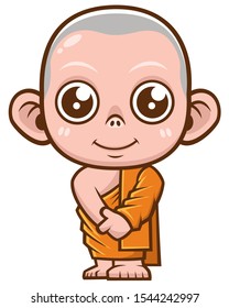 Vector illustration of Buddhist Monk cartoon