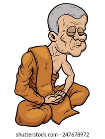 Vector illustration of Buddhist Monk cartoon