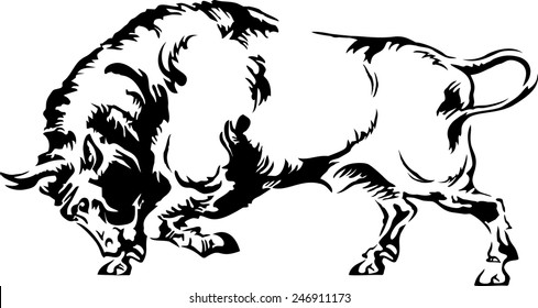 Vector illustration of buffalo silhouette on a white background