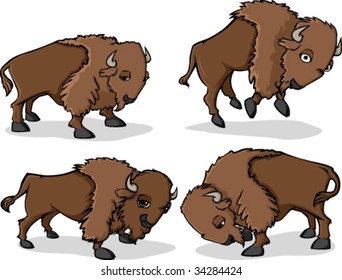 Vector illustration of buffaloes.