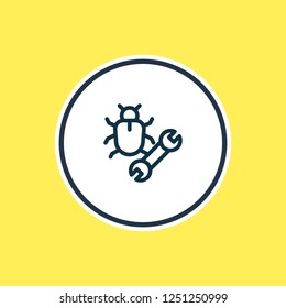 Vector illustration of bug fixing icon line. Beautiful advertising element also can be used as insect repair icon element.