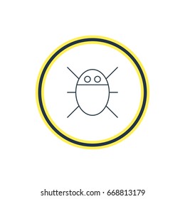 Vector Illustration Of Bug Outline. Beautiful Network Element Also Can Be Used As Computer Virus Element.