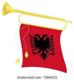 vector illustration bugle with a flag Ablanii
