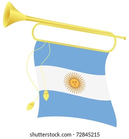vector illustration bugle with a flag Argentina