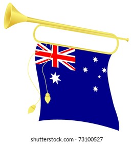 vector illustration bugle with a flag  Australia
