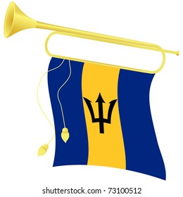 vector illustration bugle with a flag Barbados