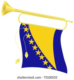 vector illustration bugle with a flag Bosnia and Herzegovina