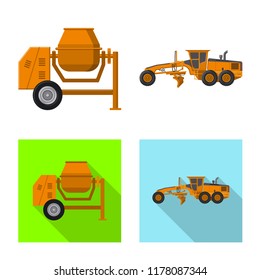 Vector illustration of build and construction icon. Set of build and machinery stock vector illustration.